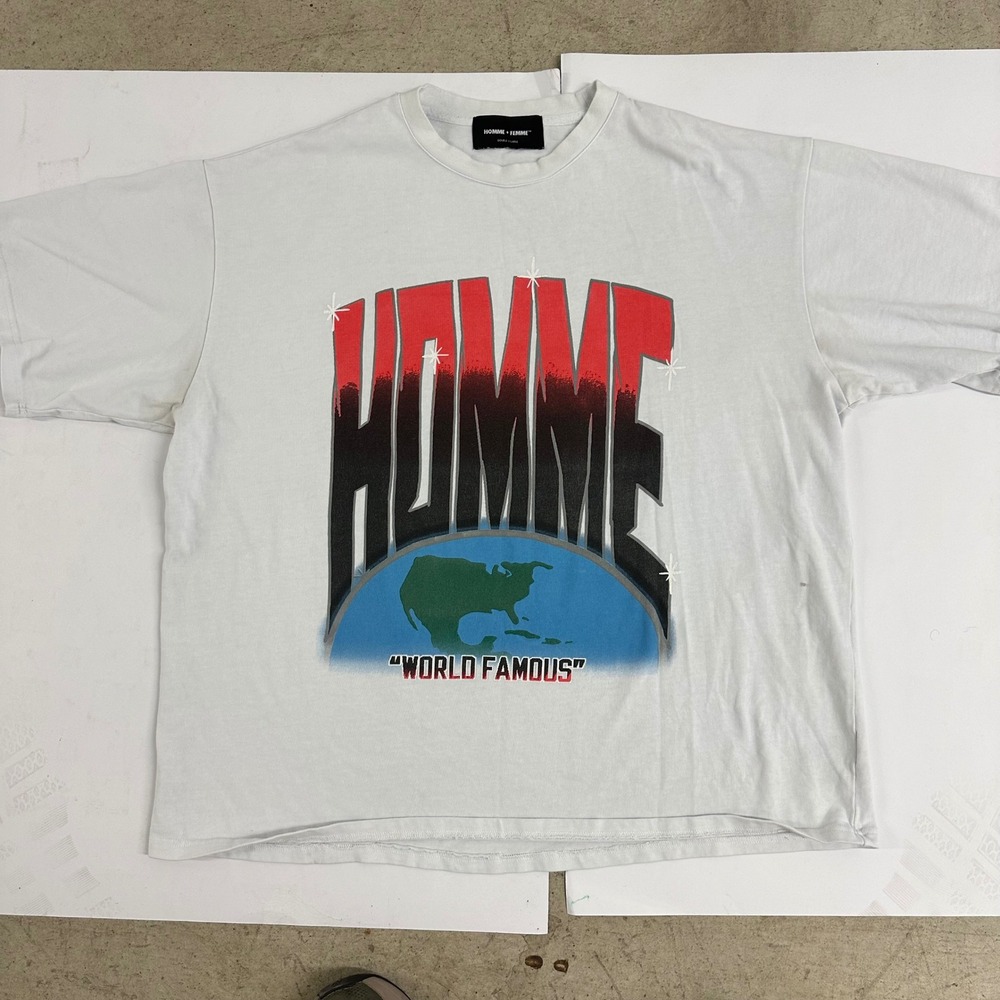Homme + Femme World Famous Graphic Print‎ Tee Shirt Double XL 100% Cotton